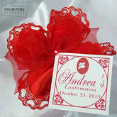 Dalmazio Design CRF Cuore Crystal with Wired Organza Ribbon Bow + Personalized Card